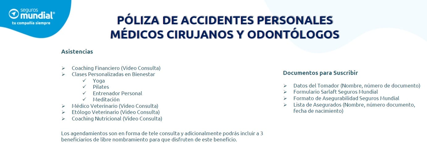 pÓliza de accidentes personales mÉdicos cirujanos y odontÓlogos